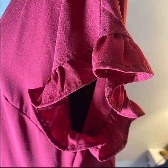 Miholl Burgundy Color A -Line Ruffle Dress Size Small - Picture 8 of 12